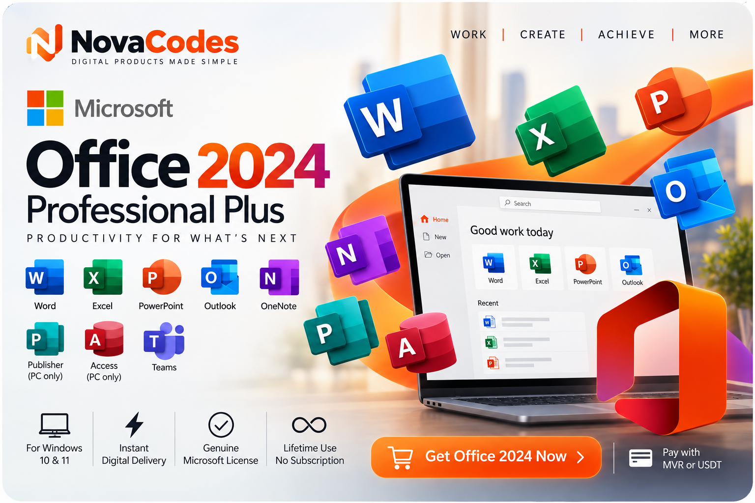 Microsoft Office 2024 Professional Plus for Windows: Lifetime License